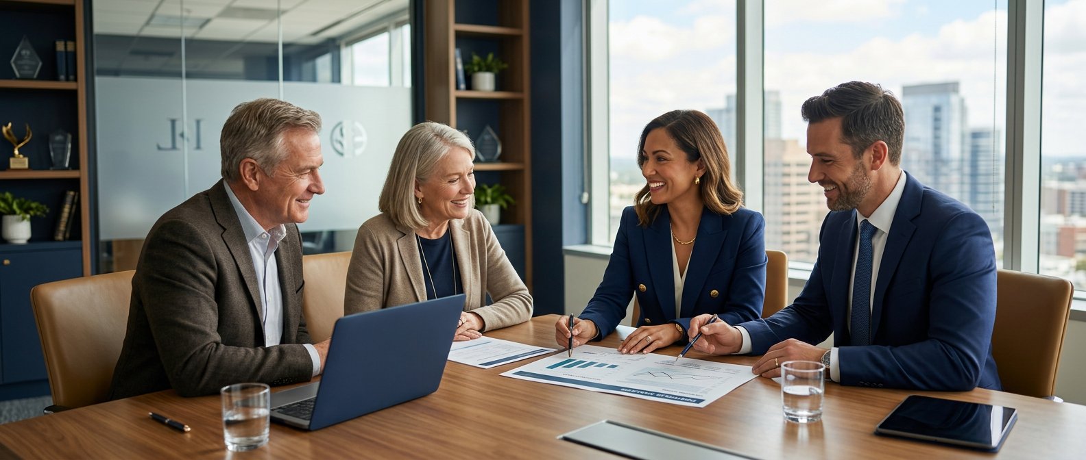 Financial advisors helping clients